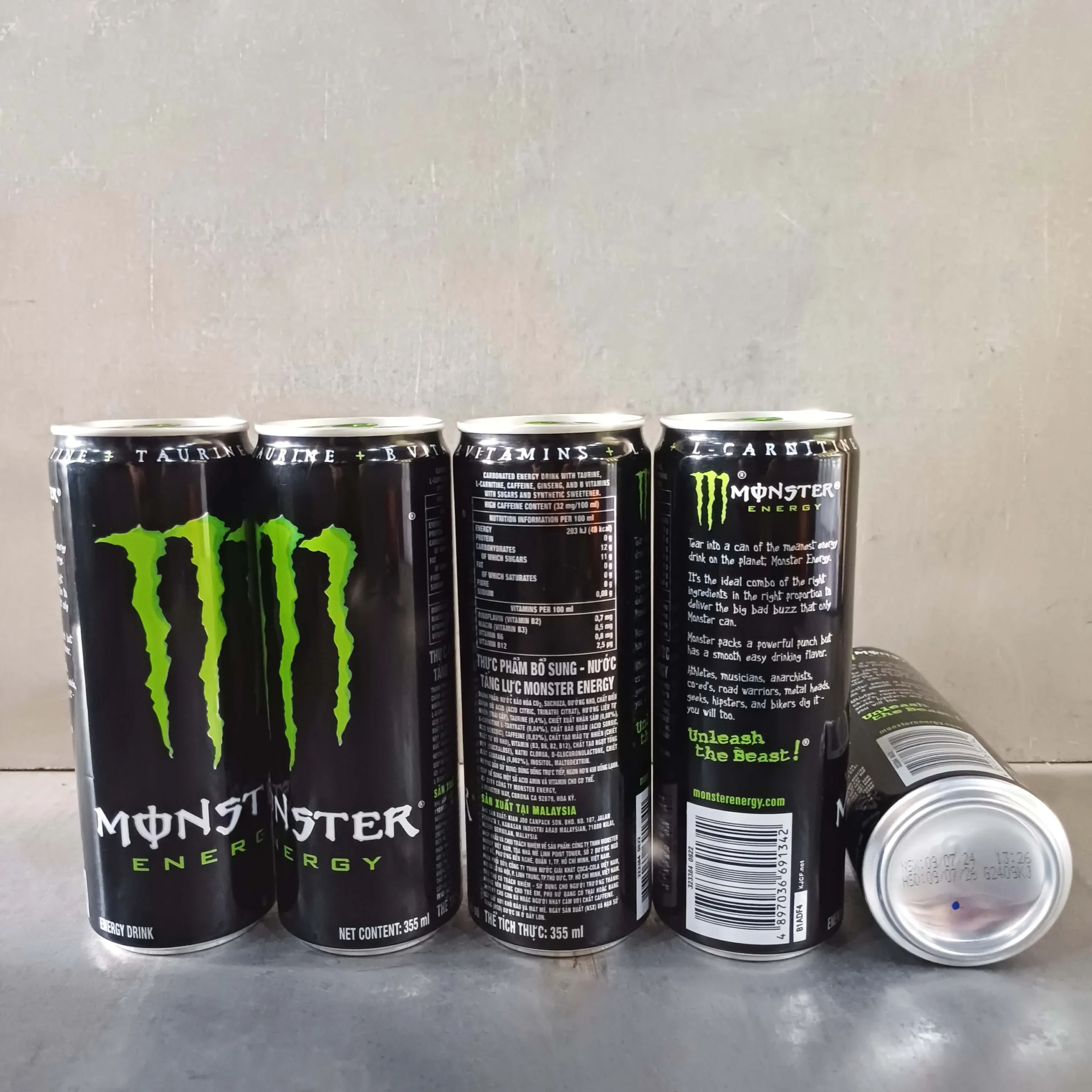 Monster Energy supplier Europe 14 Monster Original cans with front and back labels