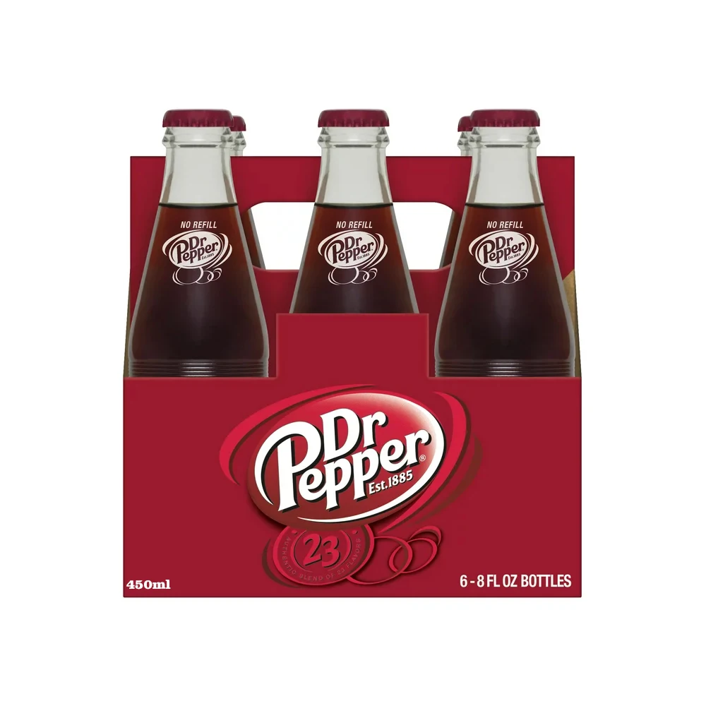 Dr Pepper supplier Europe 6 Dr Pepper bottles in a cardboard multipack
